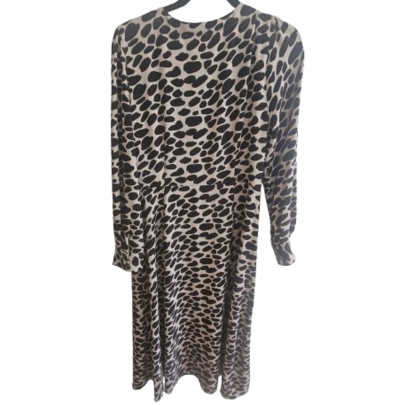 LOFT Black and Cream Leopard Print A-Line Dress - Picture 4 of 10